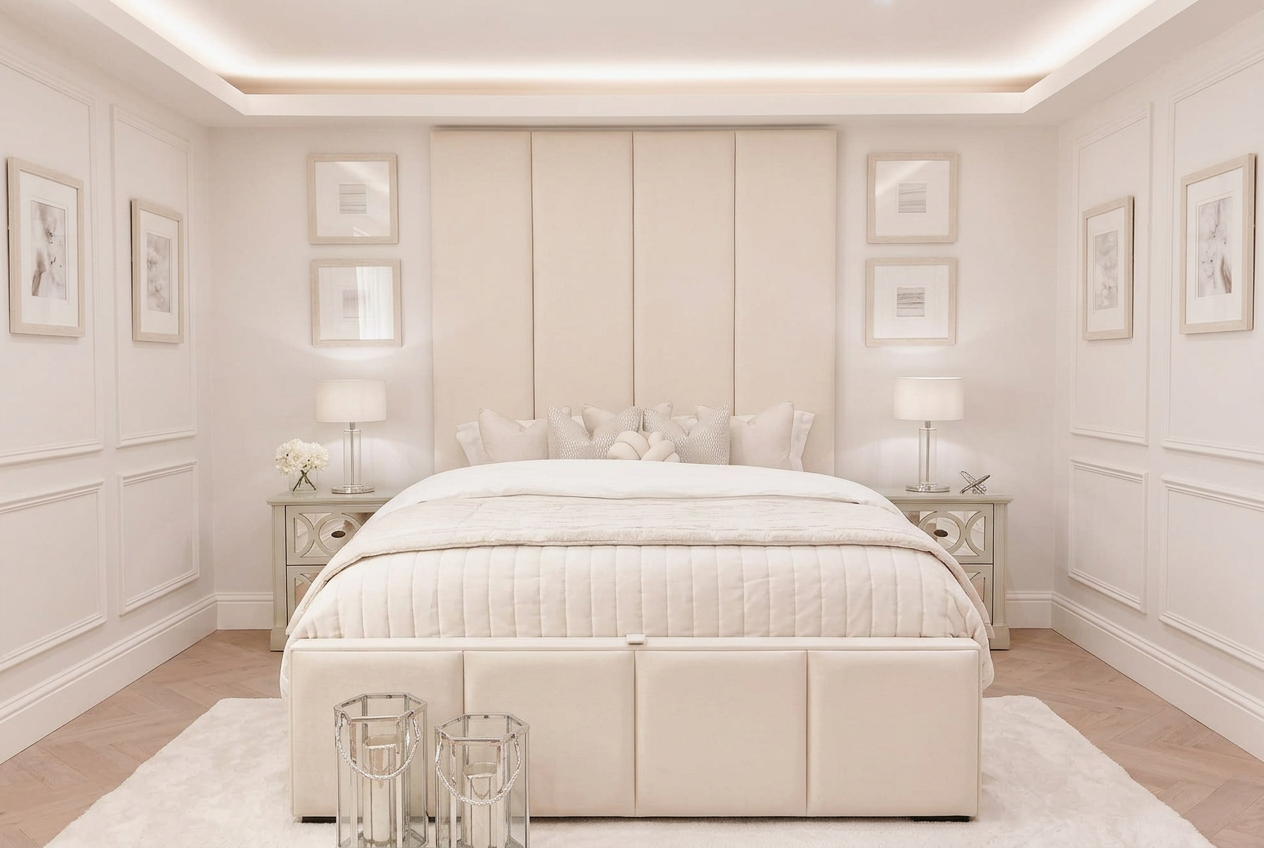 Ritz Elegant Panelled Ottoman Bed front view