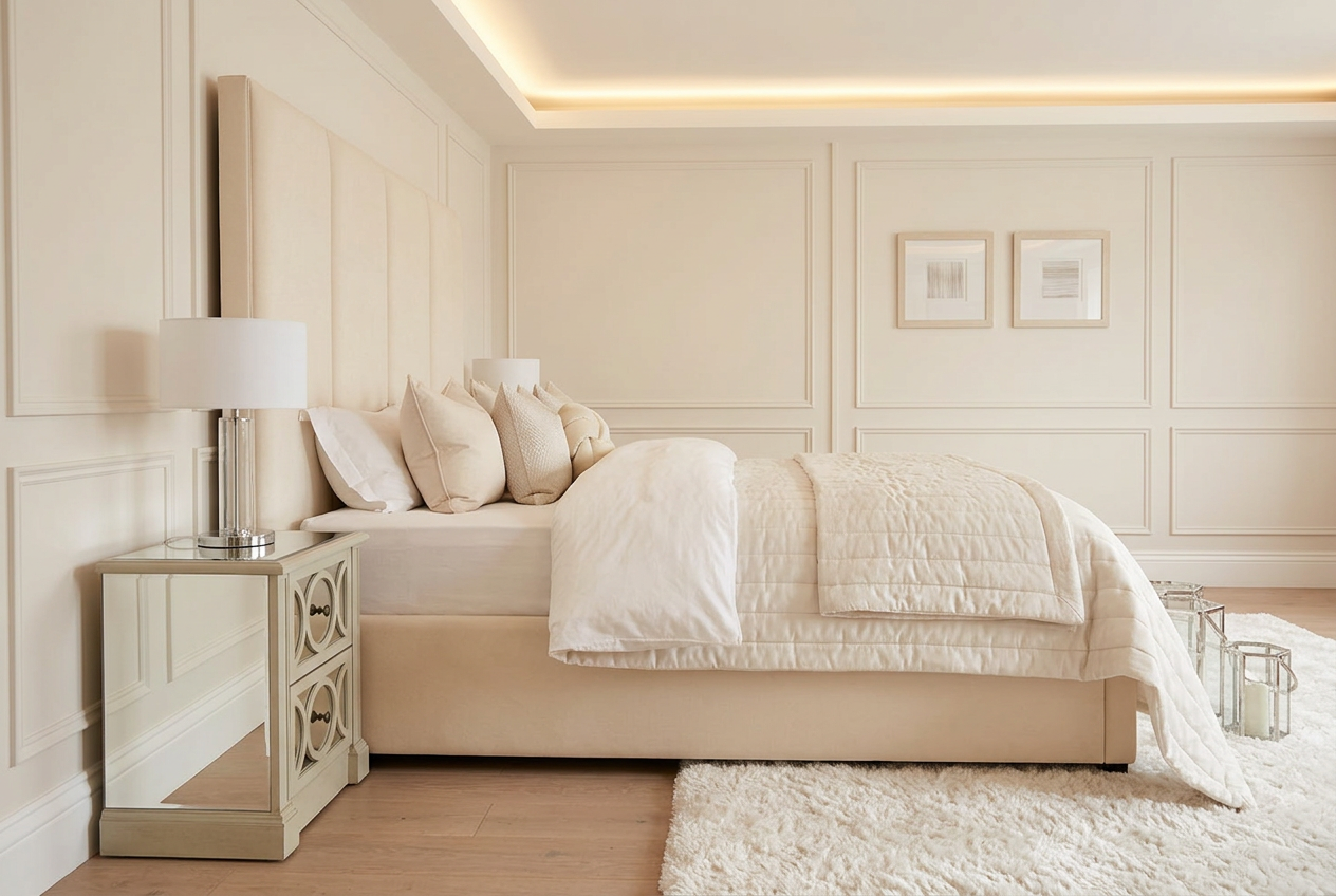 Ritz Elegant Panelled Ottoman Bed side view