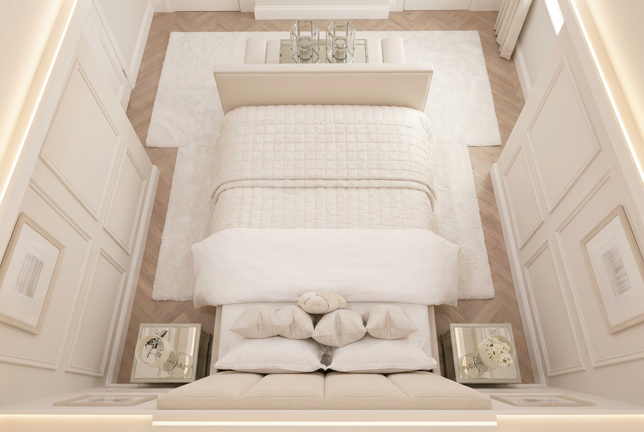 Ritz Elegant Panelled Ottoman Bed top view